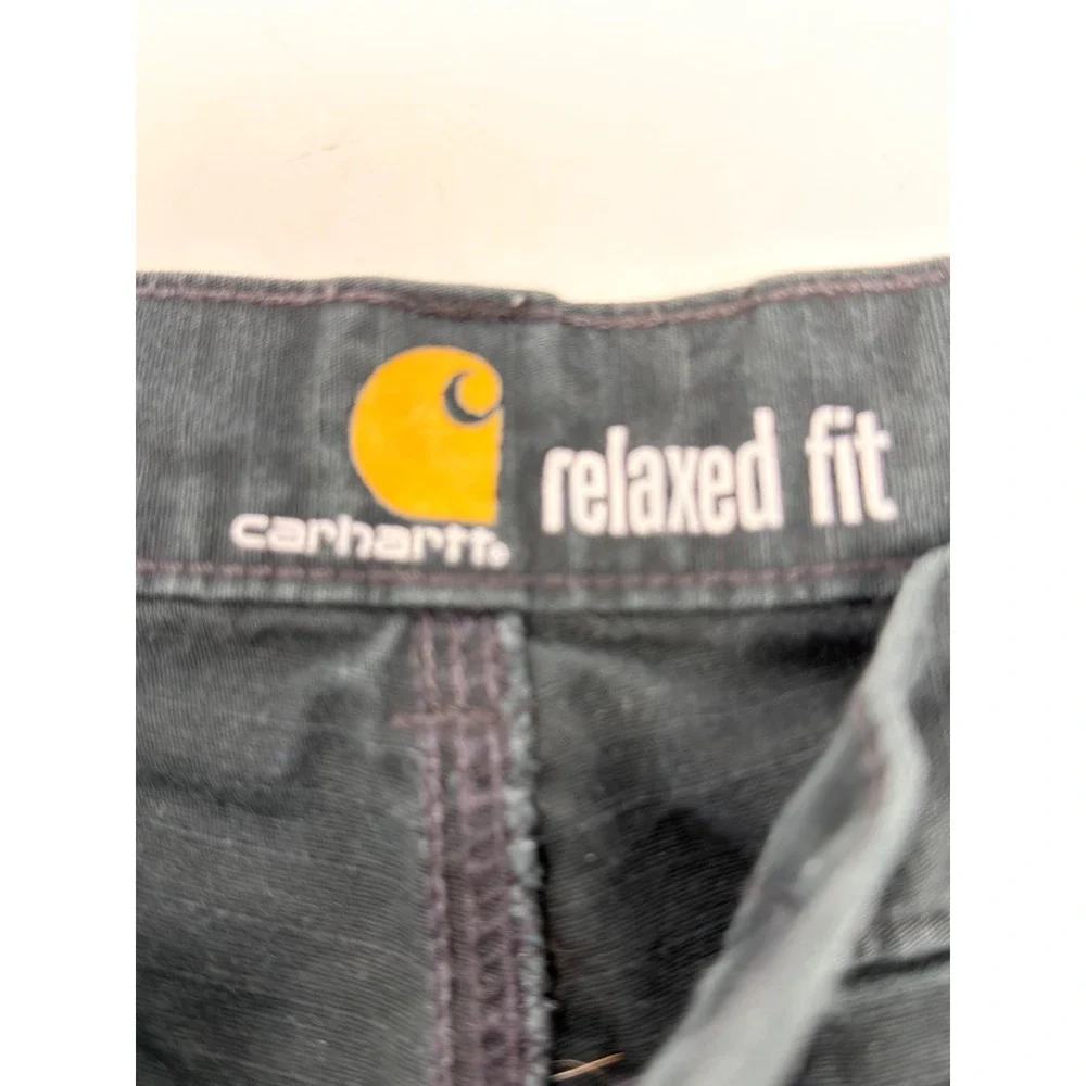 Carhartt B342 BLK Ripstop Cargo Work Pants Mens 38x30 Black Relaxed‎ Fit Cotton